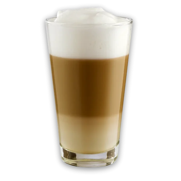 Latte Machiato im Glas mit Milchschaum